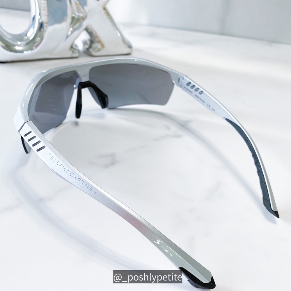 Stella McCartney sports mirror shield  metallic silver sunglasses - Picture 7 of 15